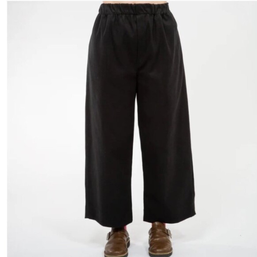 Emiko Studios Women's Sana Black Wide‎ Leg Elastic Waist Trousers Pants- XS